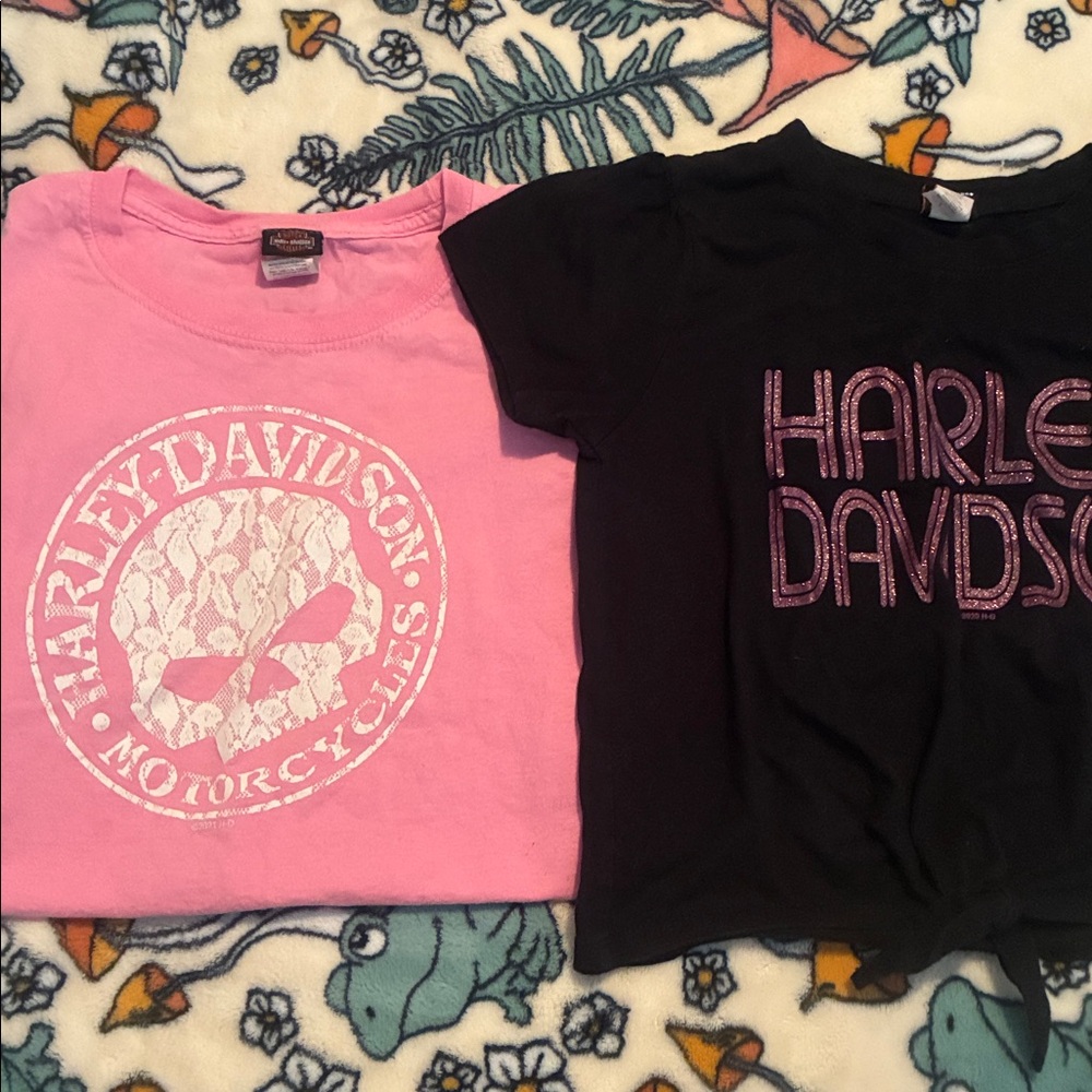 Harley Davidson girls shirts. Pink one size small and black is size large